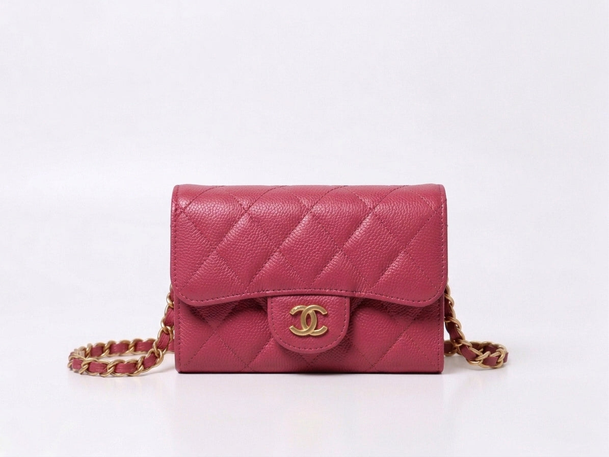 Mini Sac Bandoulière Matelassé Rose – Chaîne Bijou